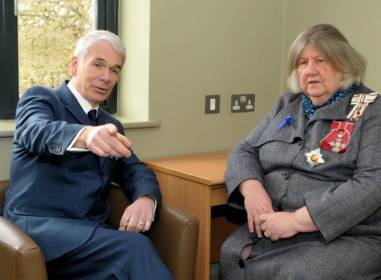 The Lord Lieutenant Of Merseyside Dame Lorna Muirhead views one of the new rooms at The Willows with Manager Tom Grant during the official opening in April 2015.