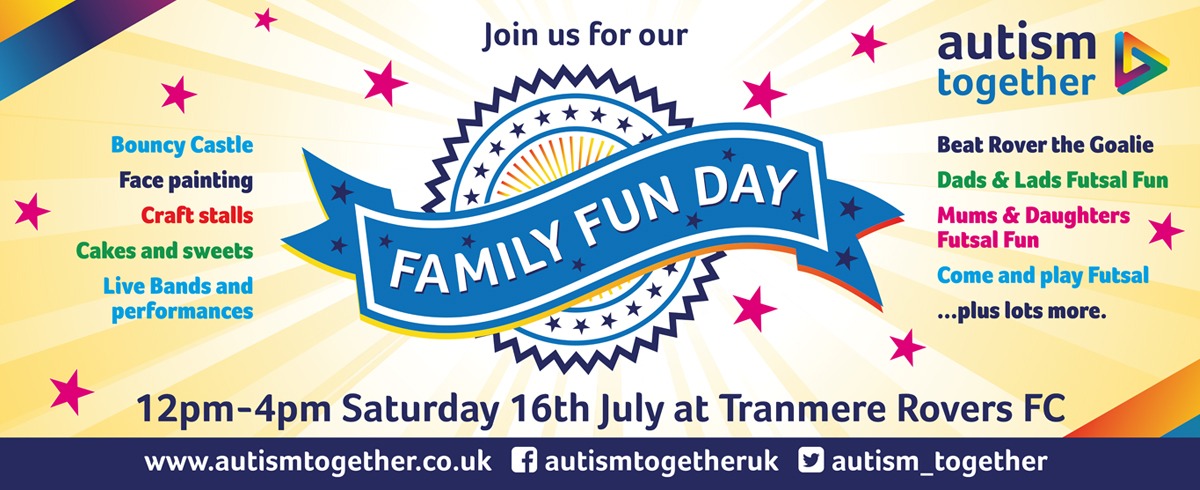 For the first time, Wirral-based Autism Together will be holding its summer Family Fun Day at Tranmere Rovers FC. The event takes place on Saturday 16 July from 12 midday to 5pm. 