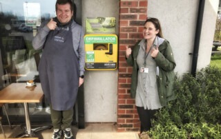 Jake and Chloe with defibrillator