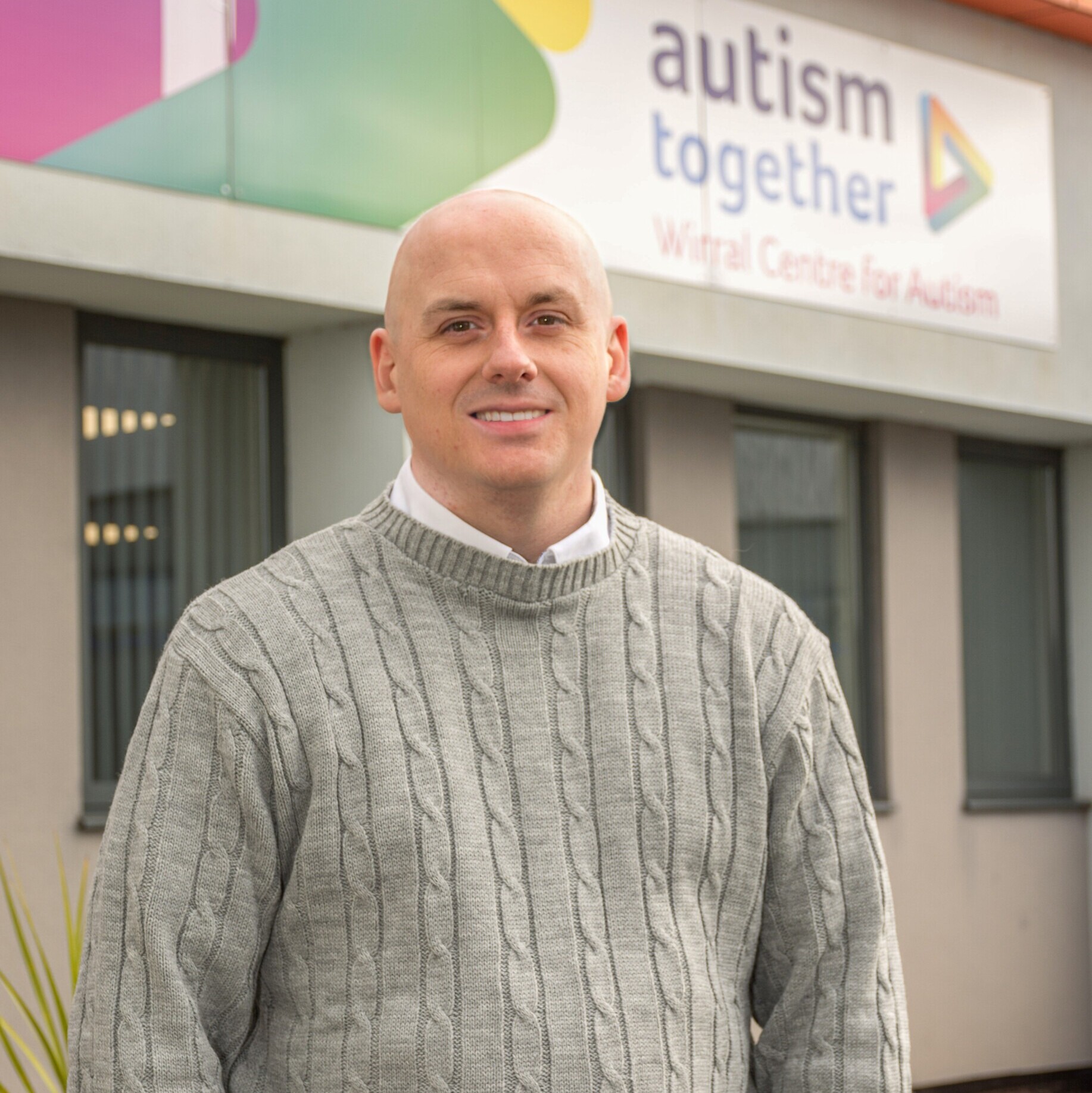 Autism Together's new CEO Richard Whitby outside the head office